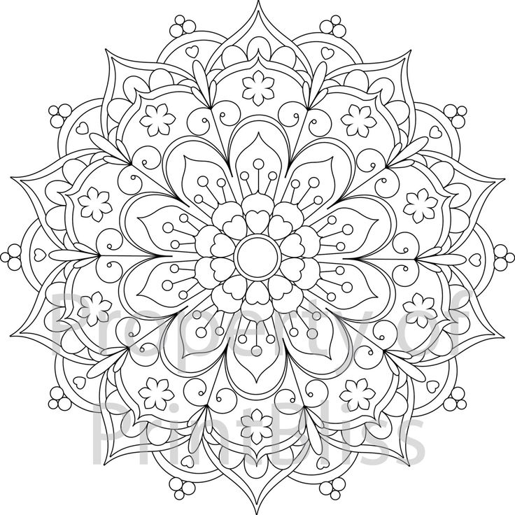 Flower mandala printable coloring page