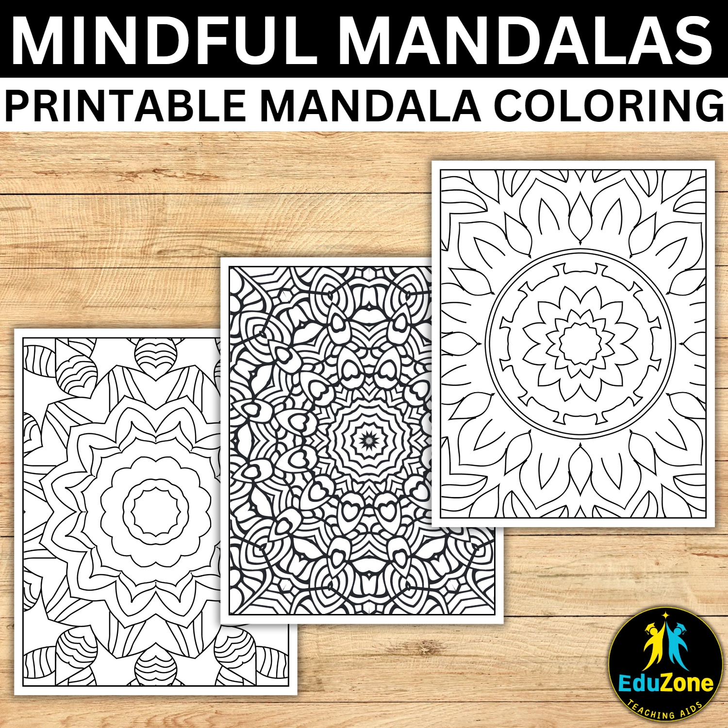 Printable mandala coloring pages bundle for mental health wellness