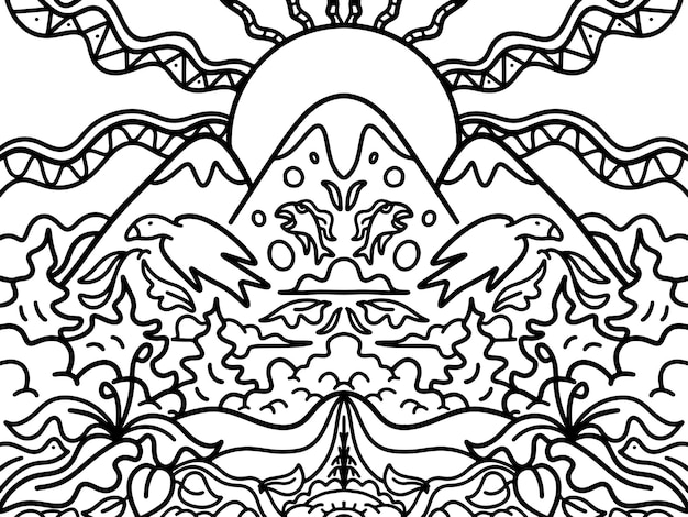 Premium vector coloring pages for adults nature theme