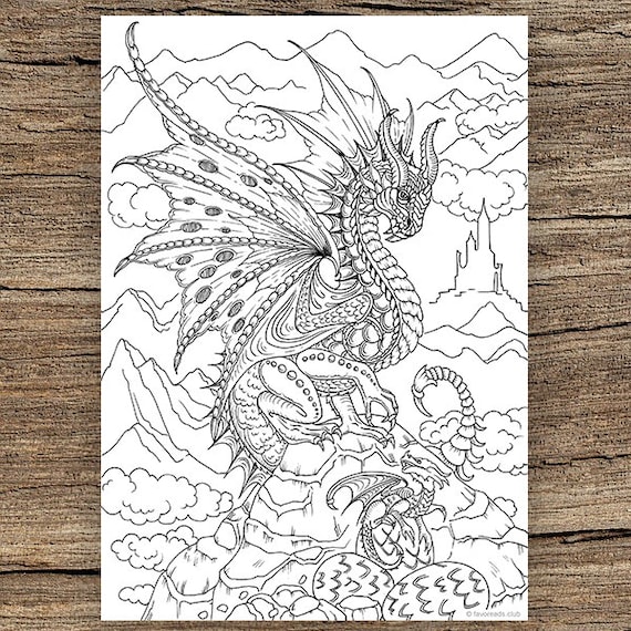 Dragons printable adult coloring page from favoreads coloring book pages for adults and kids coloring sheets coloring designs