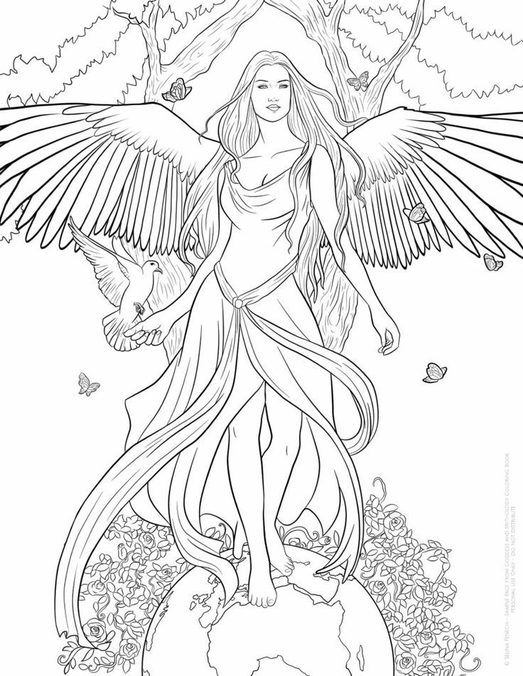 Adult fantasy coloring pages angel coloring pages fairy coloring pages adult coloring book pages