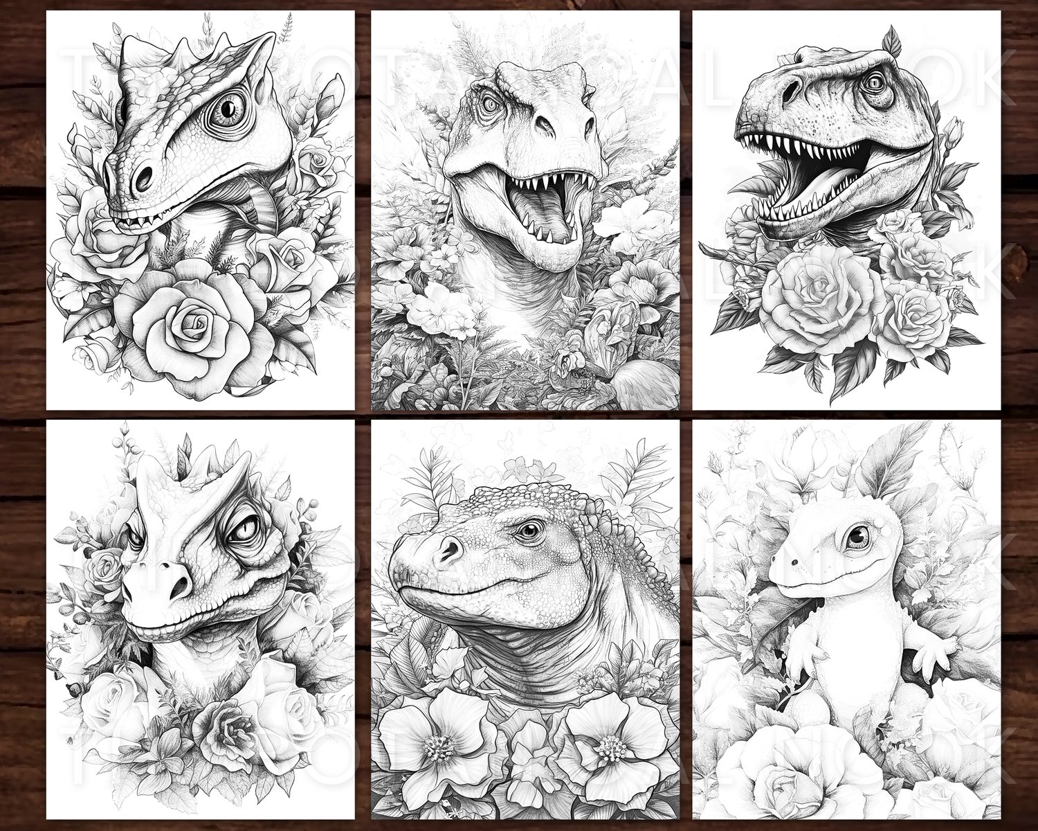 Baby dinosaur fantasy coloring page book adults kids