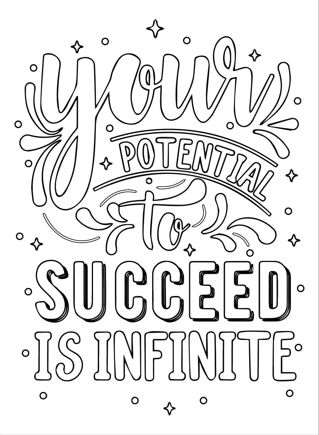 Short inspirational quote coloring page