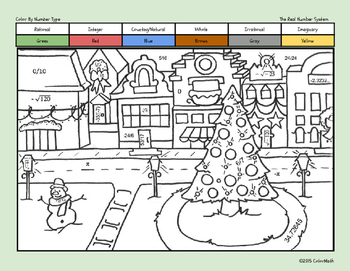 Christmas coloring page for middle school math students the real number system