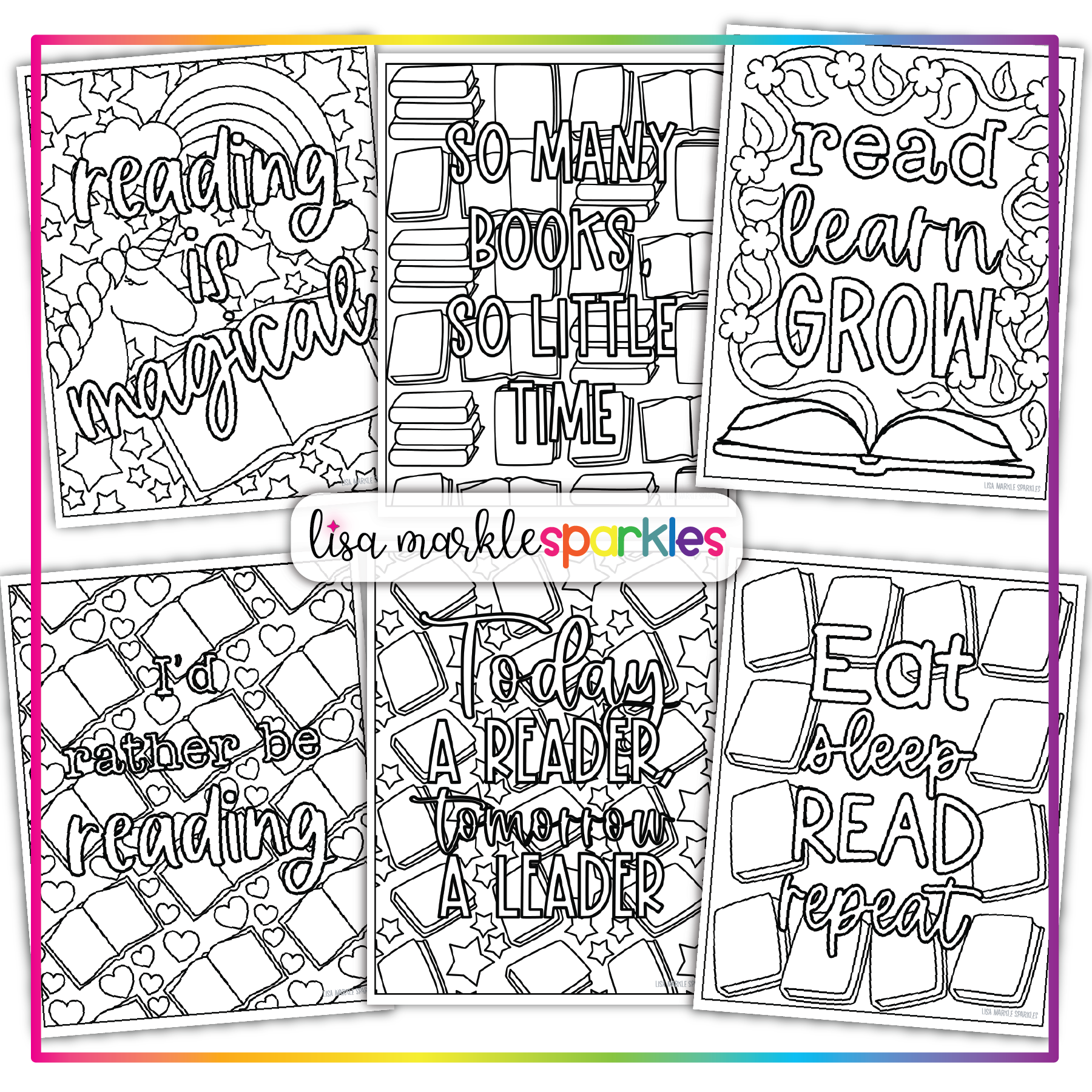 Reading library book lover coloring pages printable pdf