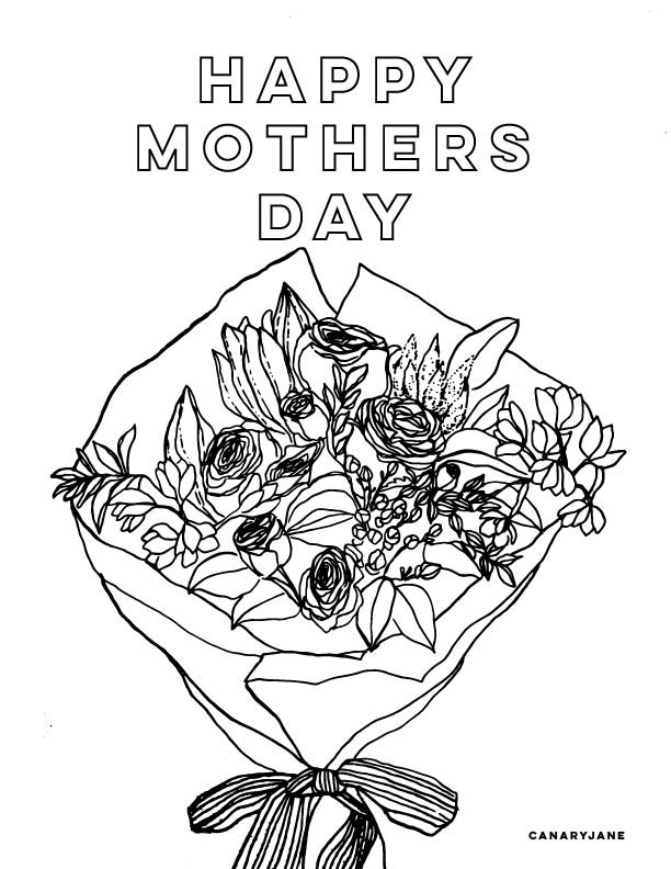 Happy mothers day coloring page
