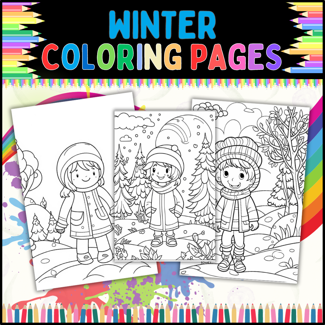 Winter coloring pages for kids perfect for homeschooling classrooms or just for fun made by teachers