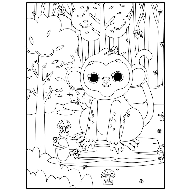 Premium vector printable forest animals coloring pages for kids premium vector