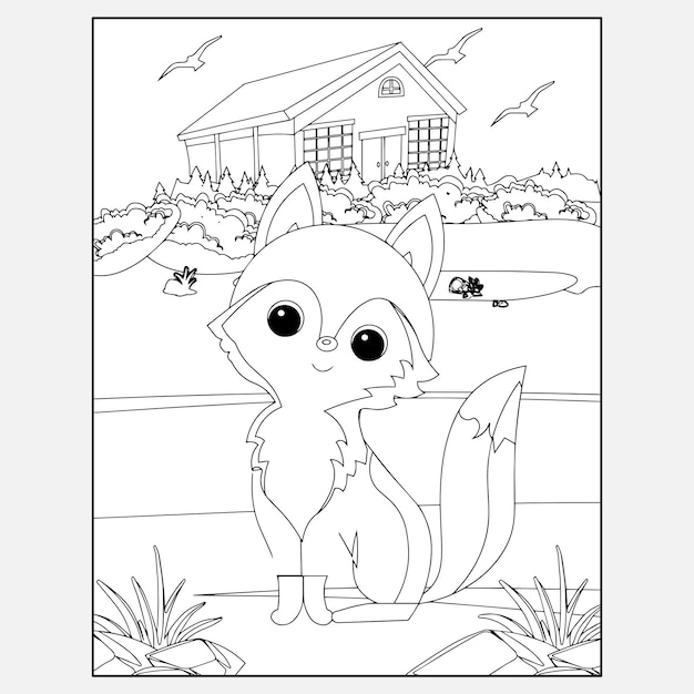 Premium vector printable fox forest animals coloring pages for kids
