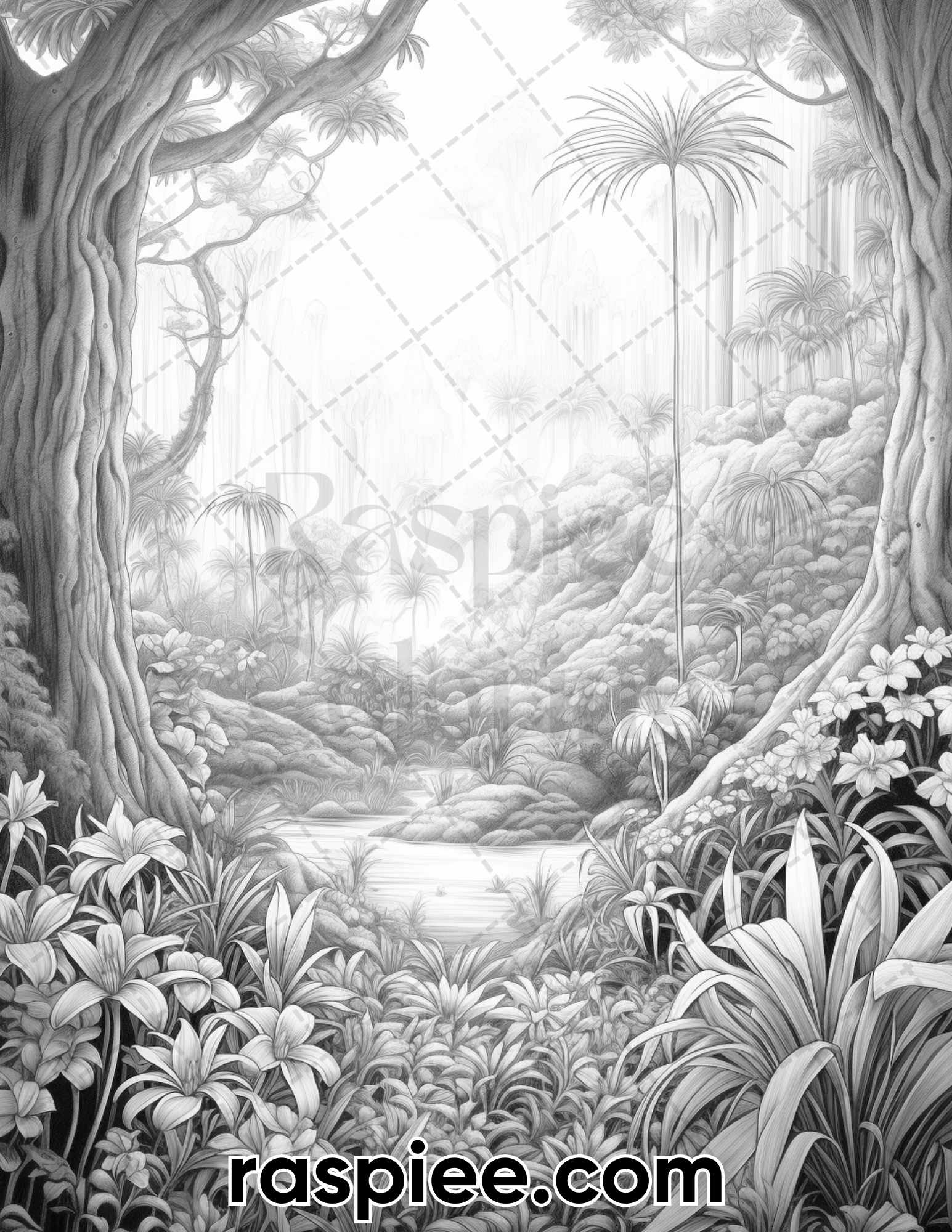Mystical forest grayscale adult coloring pages printable pdf insta â coloring
