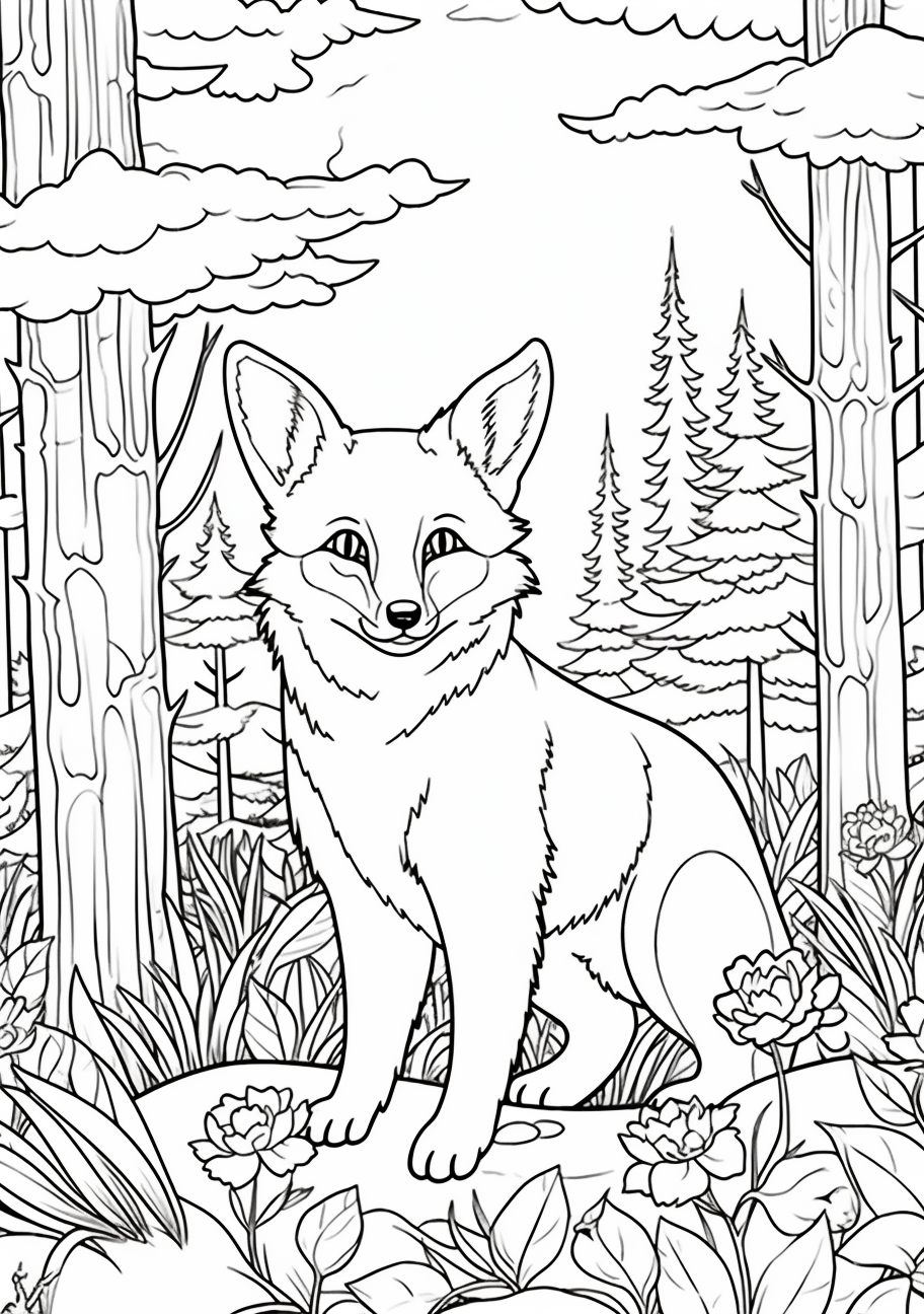 Kid friendly fox coloring s