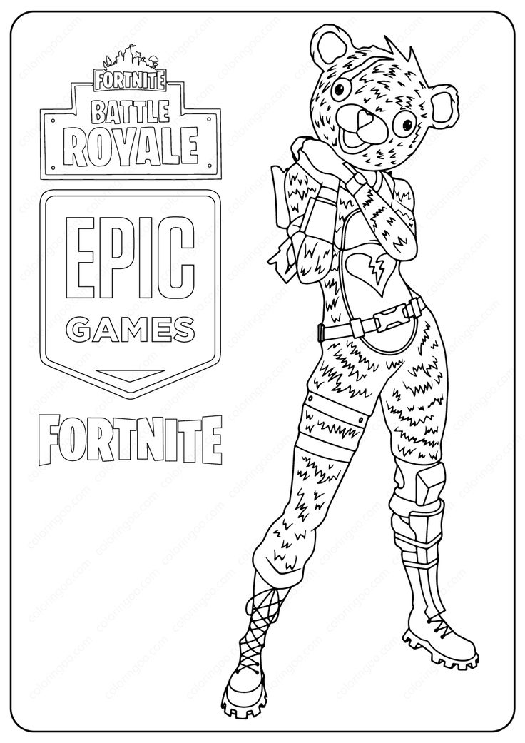 Printable fortnite bear skin coloring page coloring pages cartoon coloring pages free coloring pages