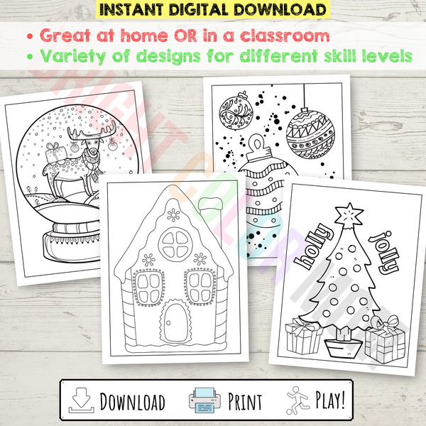 Printable christmas coloring pages â bright color mom