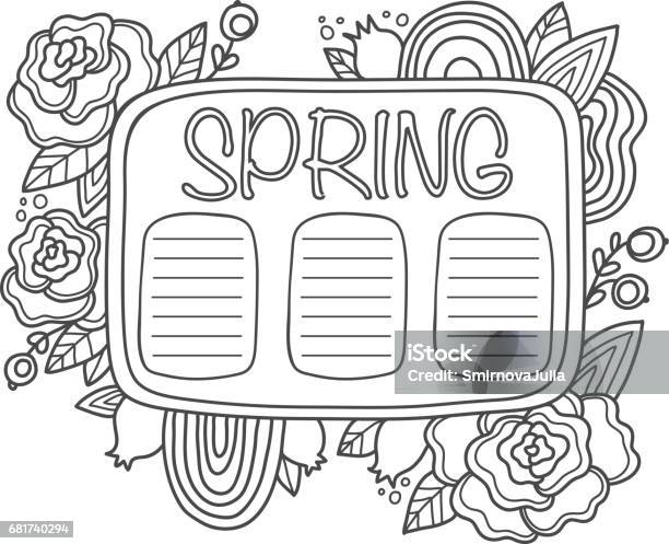Printable ok sticker page fun summer doodle frame floral decoration print out and color it yourself coloring page stock illustration
