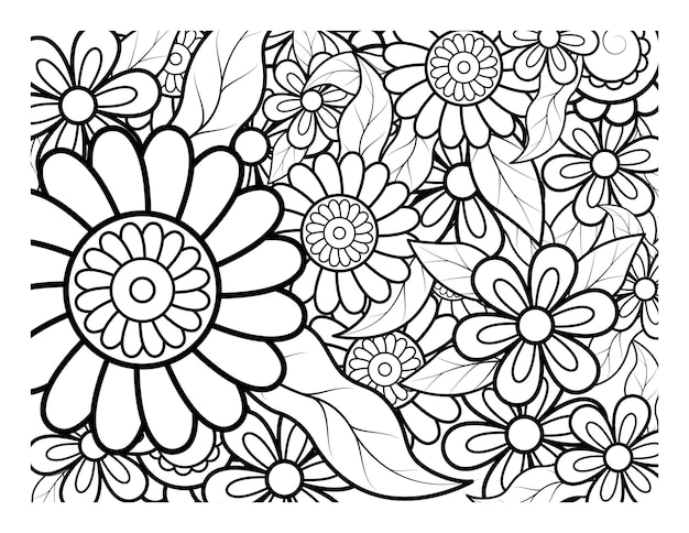 Premium vector coloring book for adult and older children coloring page with flowers pattern frame