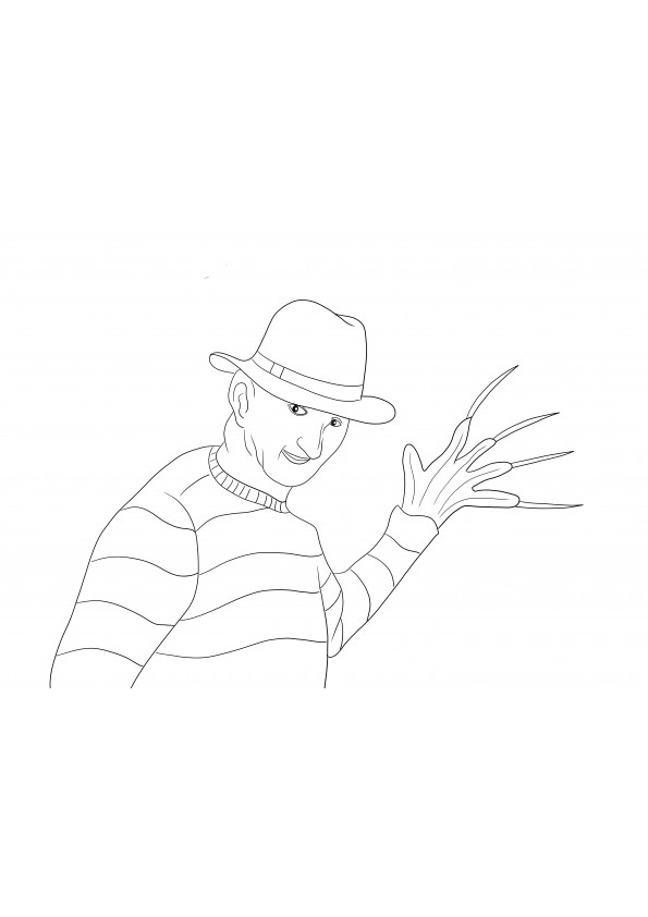 Freddy krueger printable and to be colored sheet for free