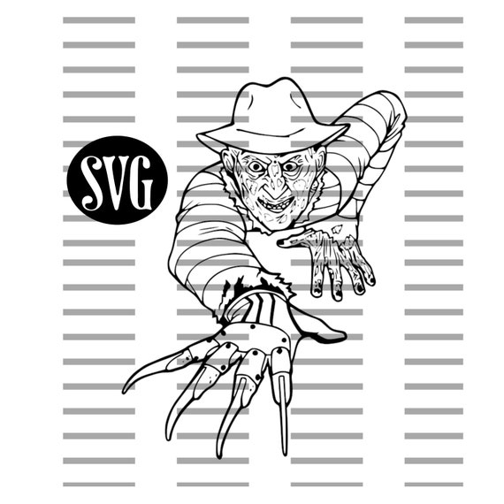 Freddy krueger layered digital cut file svg horror halloween nightmare on elm street scary decal png printable