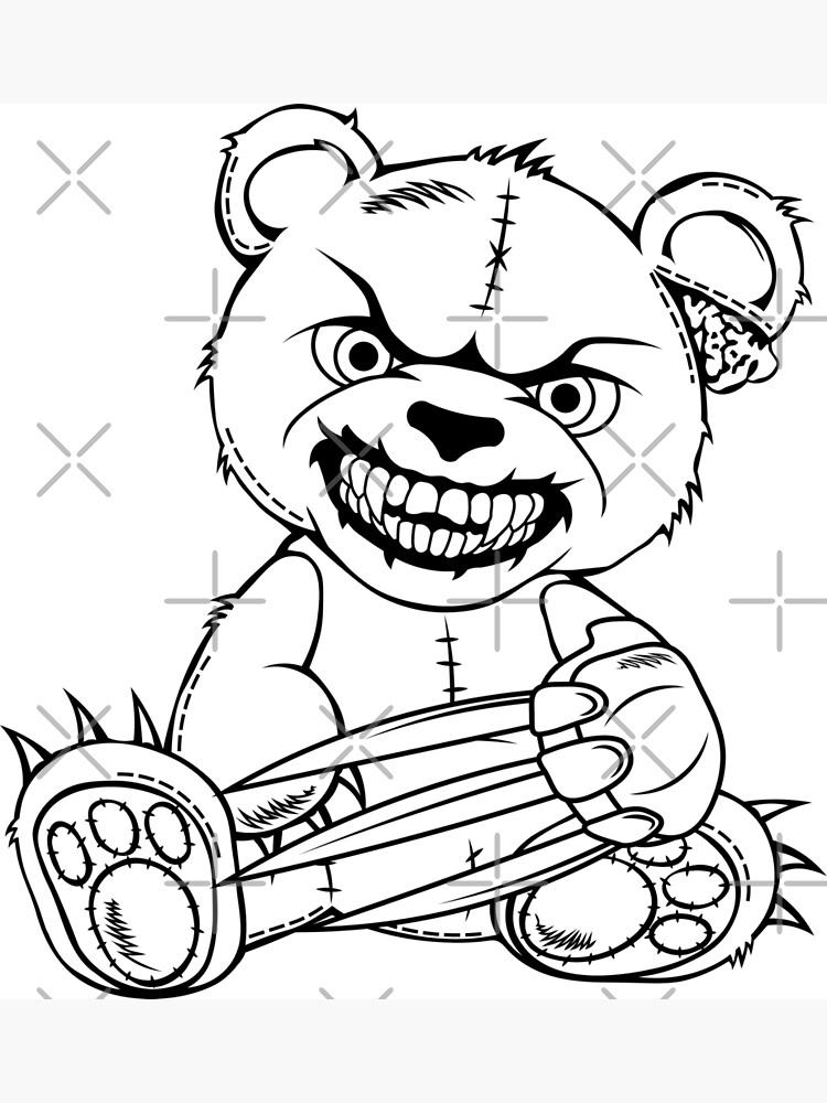 Silhouette of a torn wired teddy bear with a toothy smile with knives freddy krueger wolverine bear metal print for sale by tsvetek