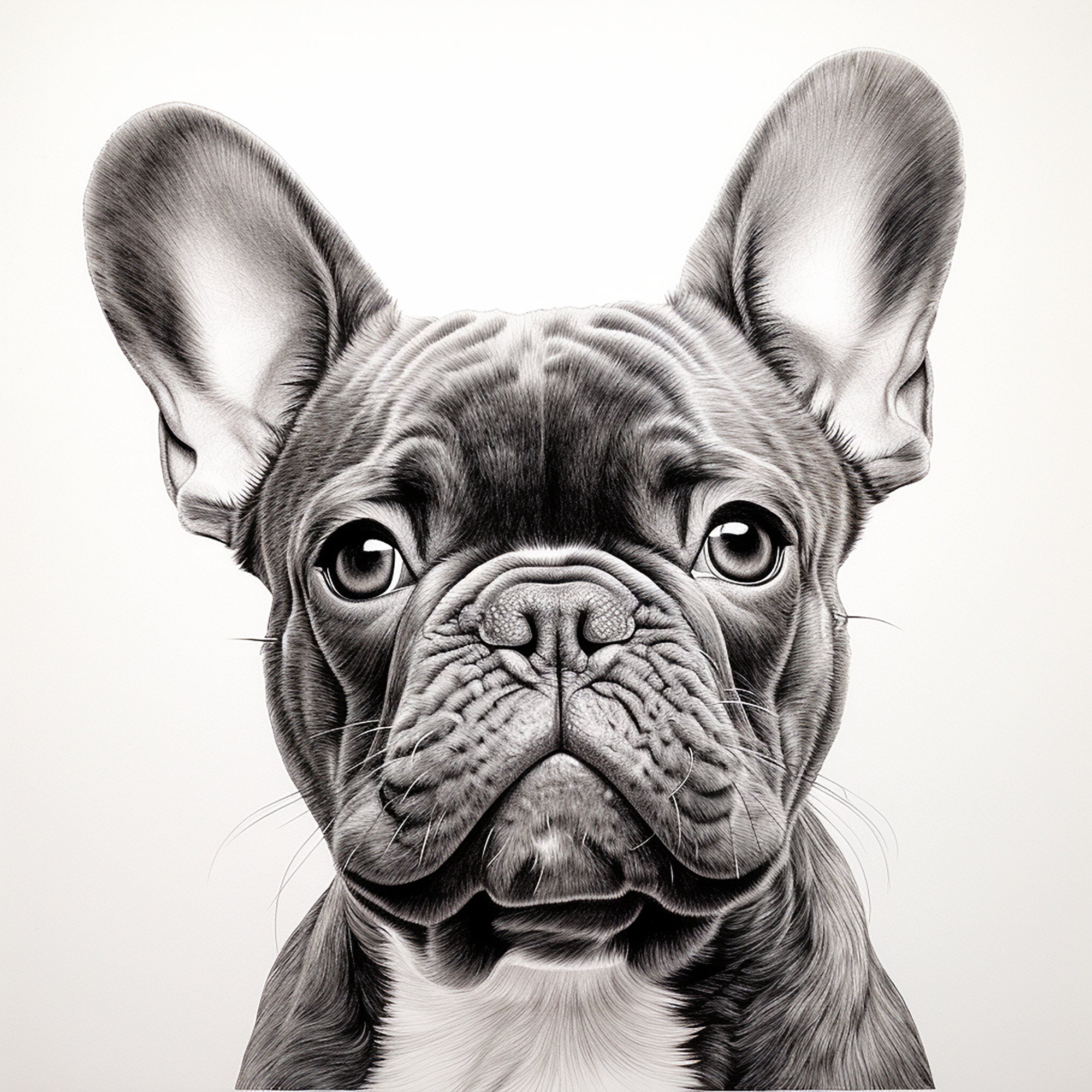 French bulldog fine line pet portrait printable dog clip art illustration for sticker stencil logo tattoo wall decor