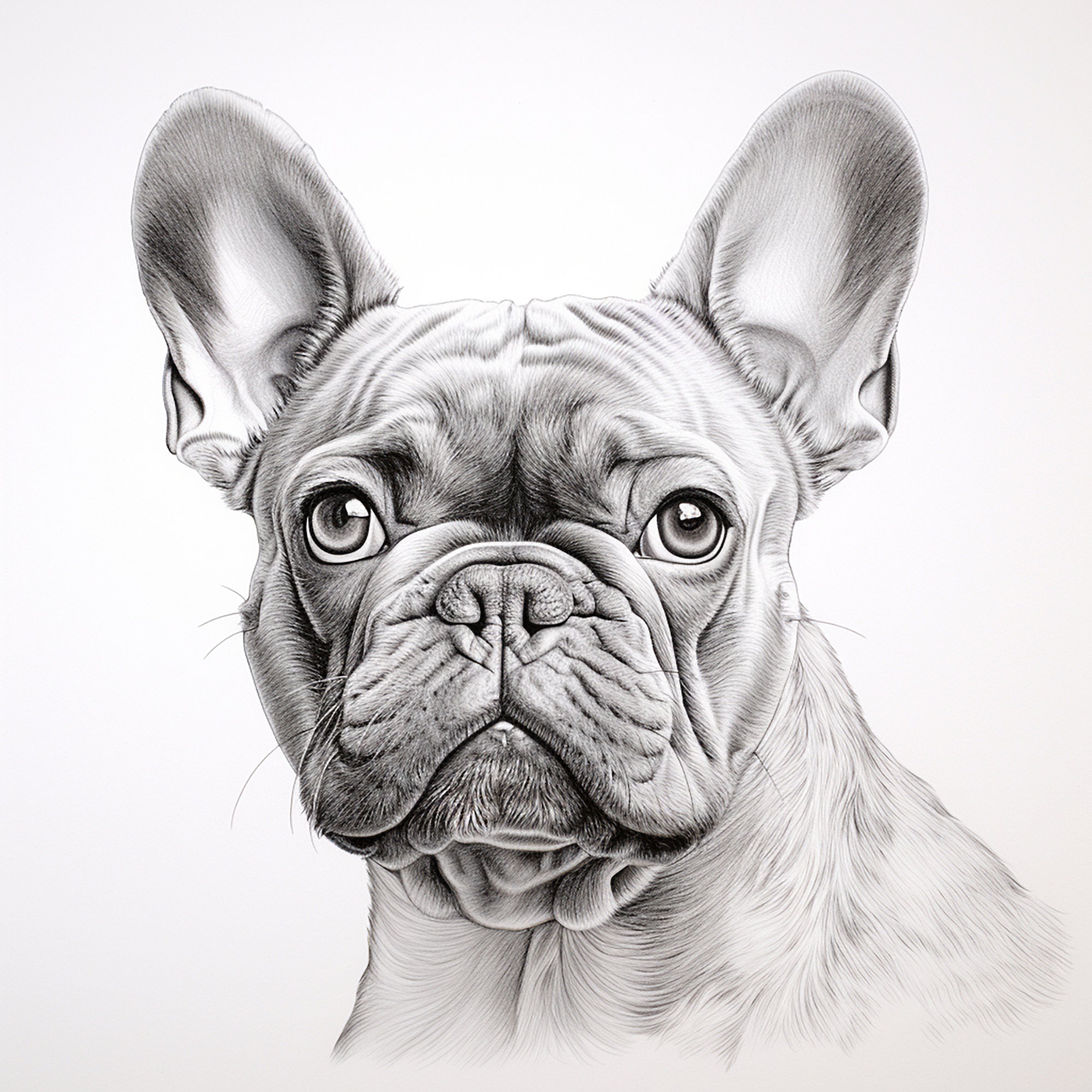 French bulldog fine line pet portrait printable dog clip art illustration for sticker stencil logo coloring page decal wall decor