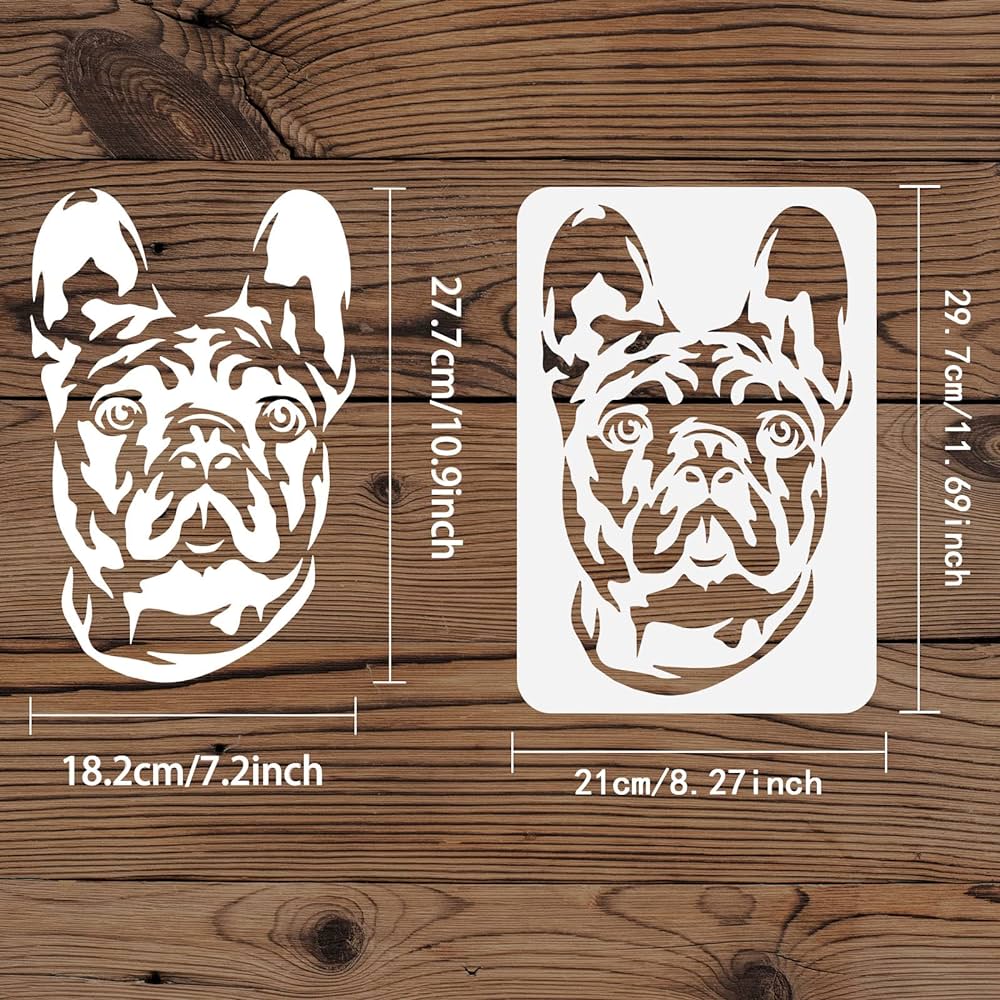 Fingerinspire french bulldog stencil x cm reusable bulldog head drawing template pet dog decoration stencil for painting on wood wall and furniture tools home improvement
