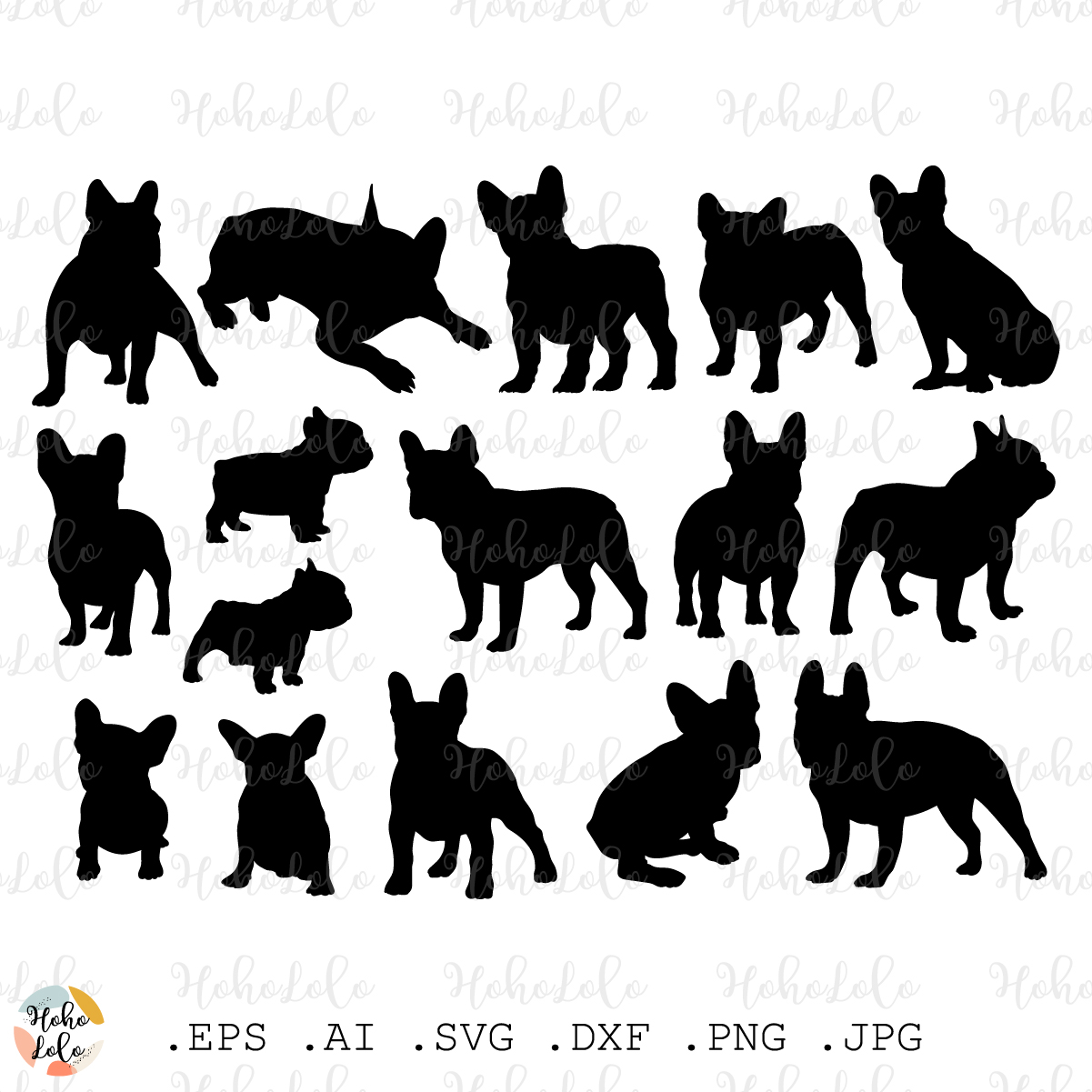 French bulldog svg silhouette cricut files stencil dxf png