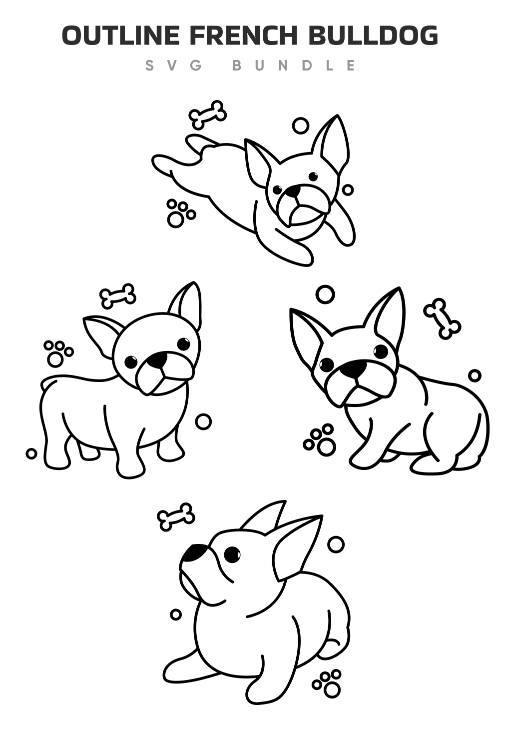 Outline french bulldog svg designs â
