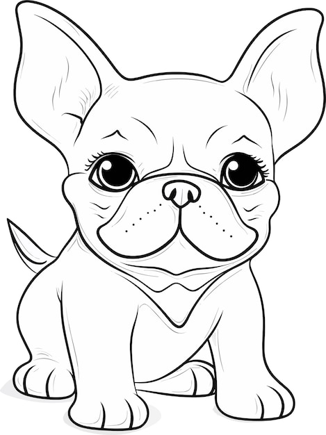 Premium vector a french bulldog coloring page