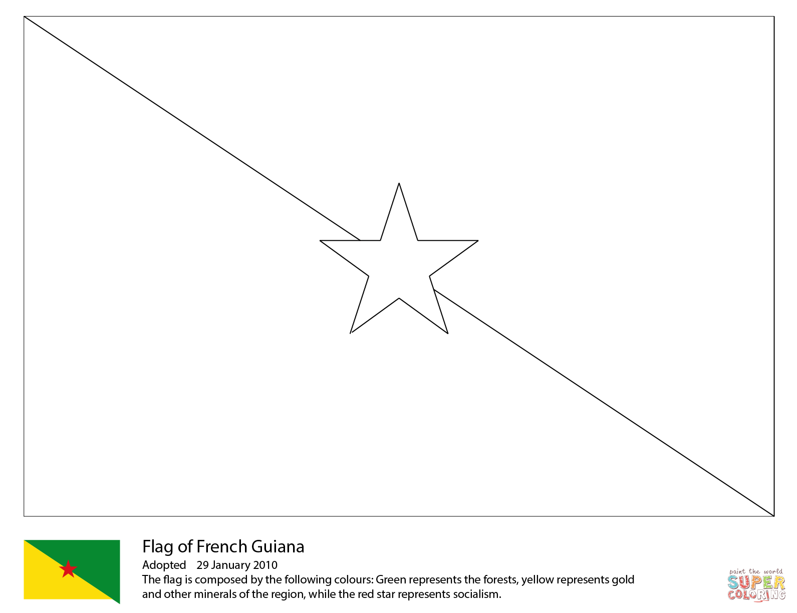 French guiana flag coloring page free printable coloring pages