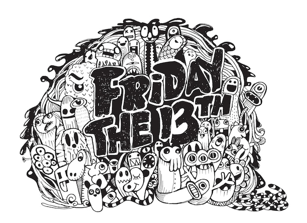 Premium vector friday grunge illustration with doodle ghost background