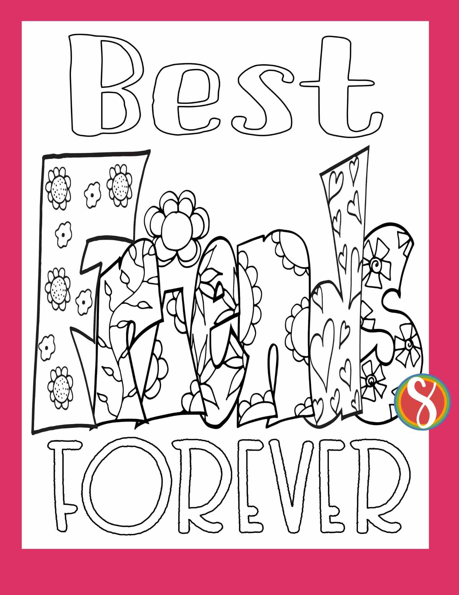 Free best friends coloring pages â stevie doodles