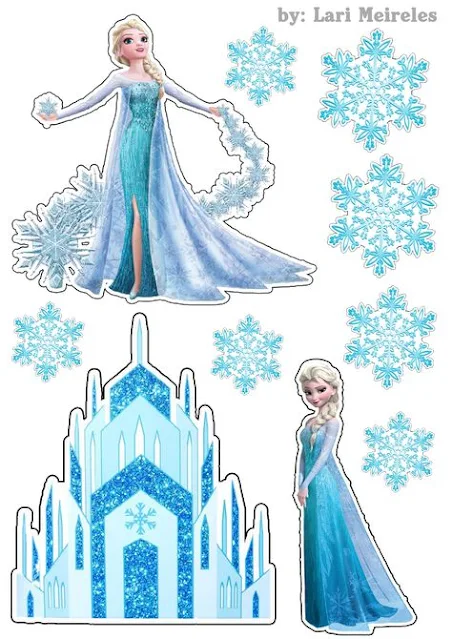 Elsa with ice castle frozen free printable cake toppers