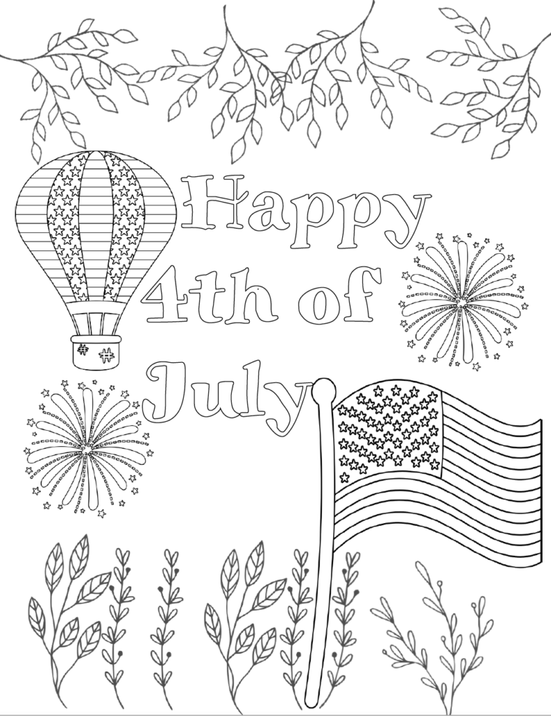 Free printable july th coloring pages designs