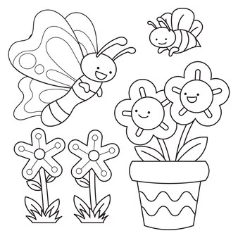 Butterfly coloring sheet vectors illustrations for free download