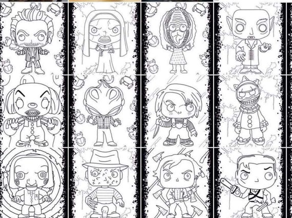 A funko horror coloring book pages of your favourite horror character to color and enjoy instant download