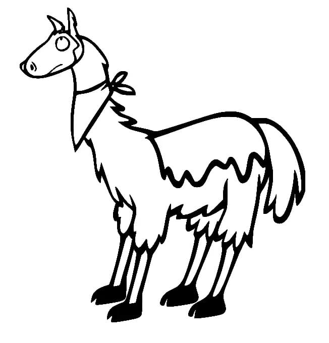 Printable funny llama coloring page