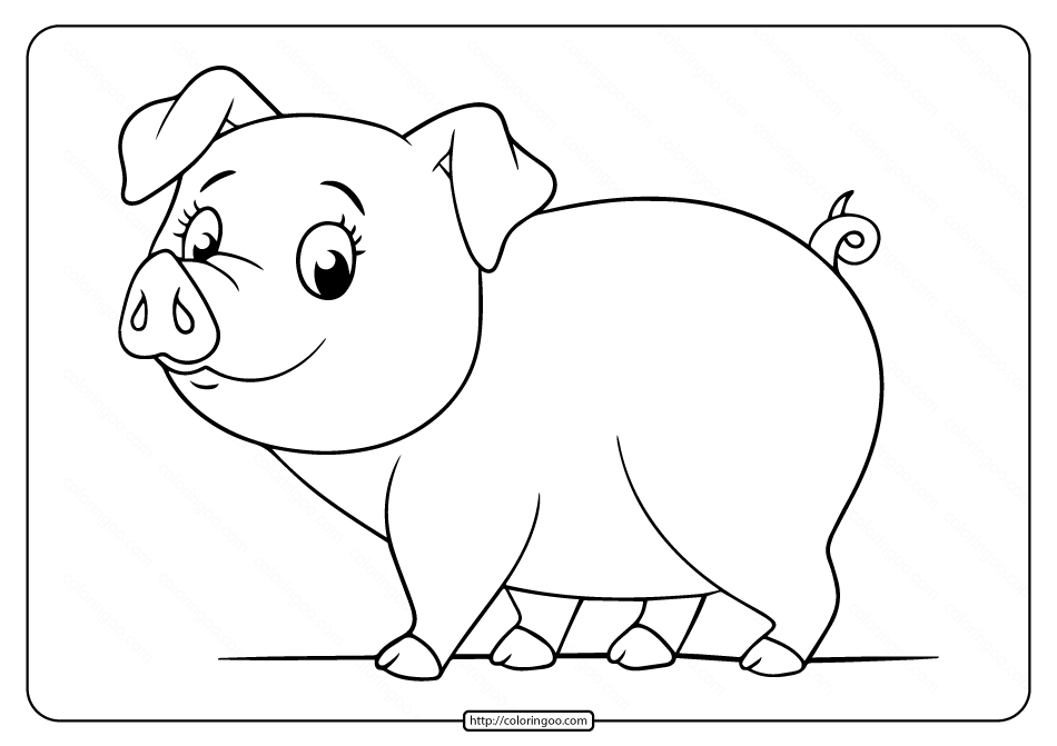 Printable funny fat pig coloring pages