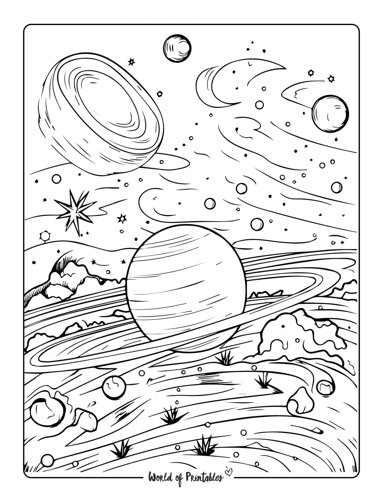 Planet coloring pages for kids adults
