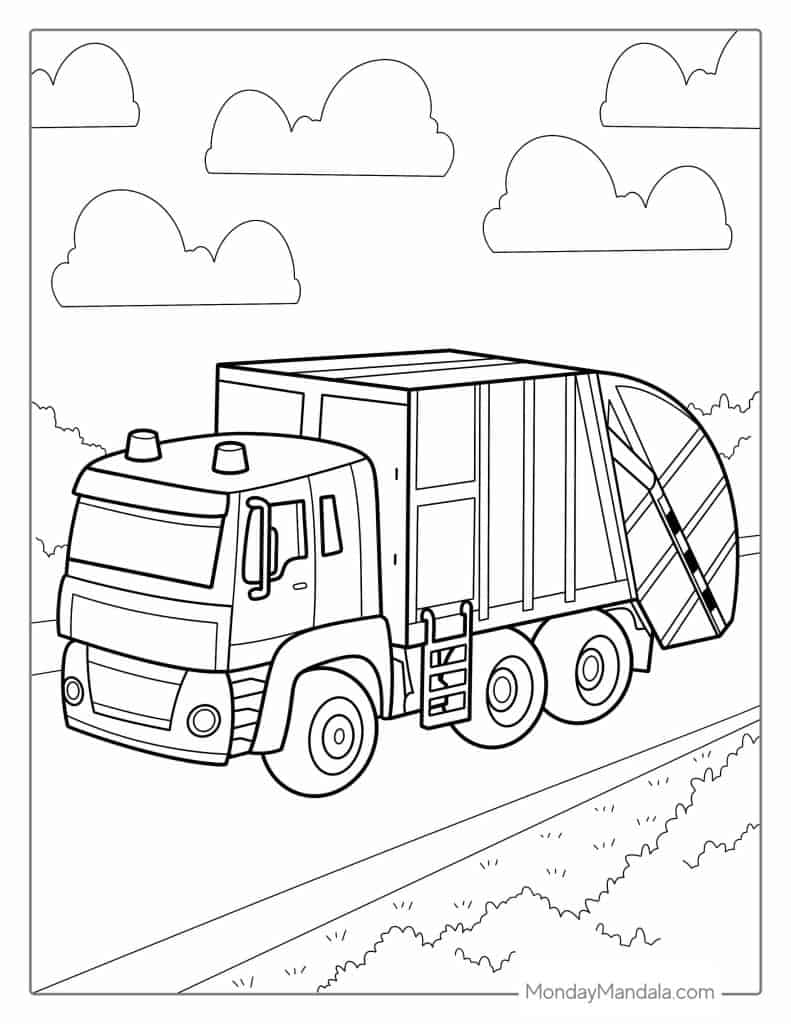 Garbage truck coloring pages free pdf printables