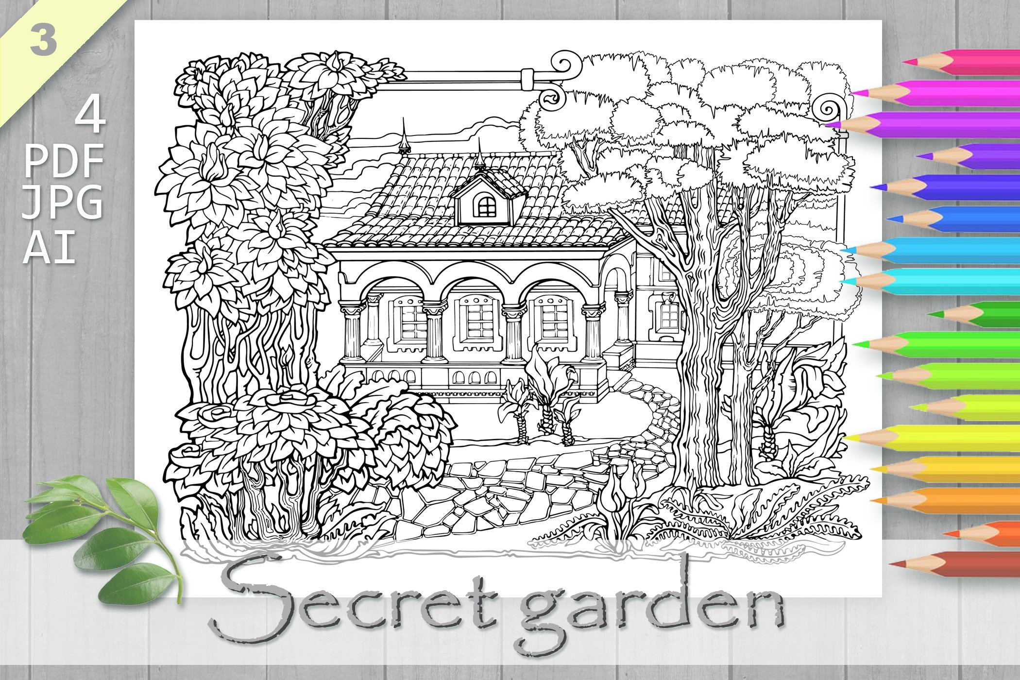 Secret garden coloring page printable adult