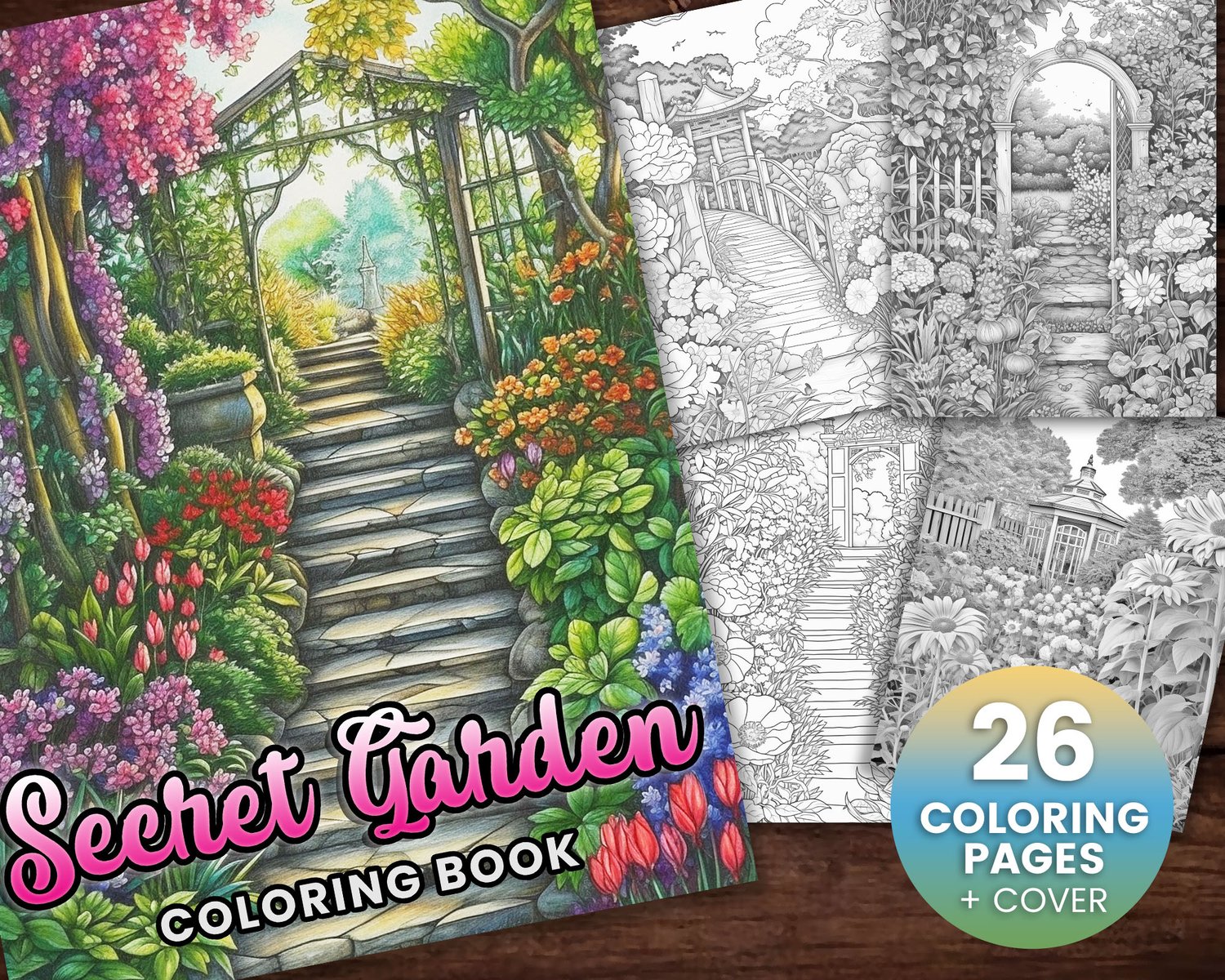 Secret garden coloring book adults kids instant download