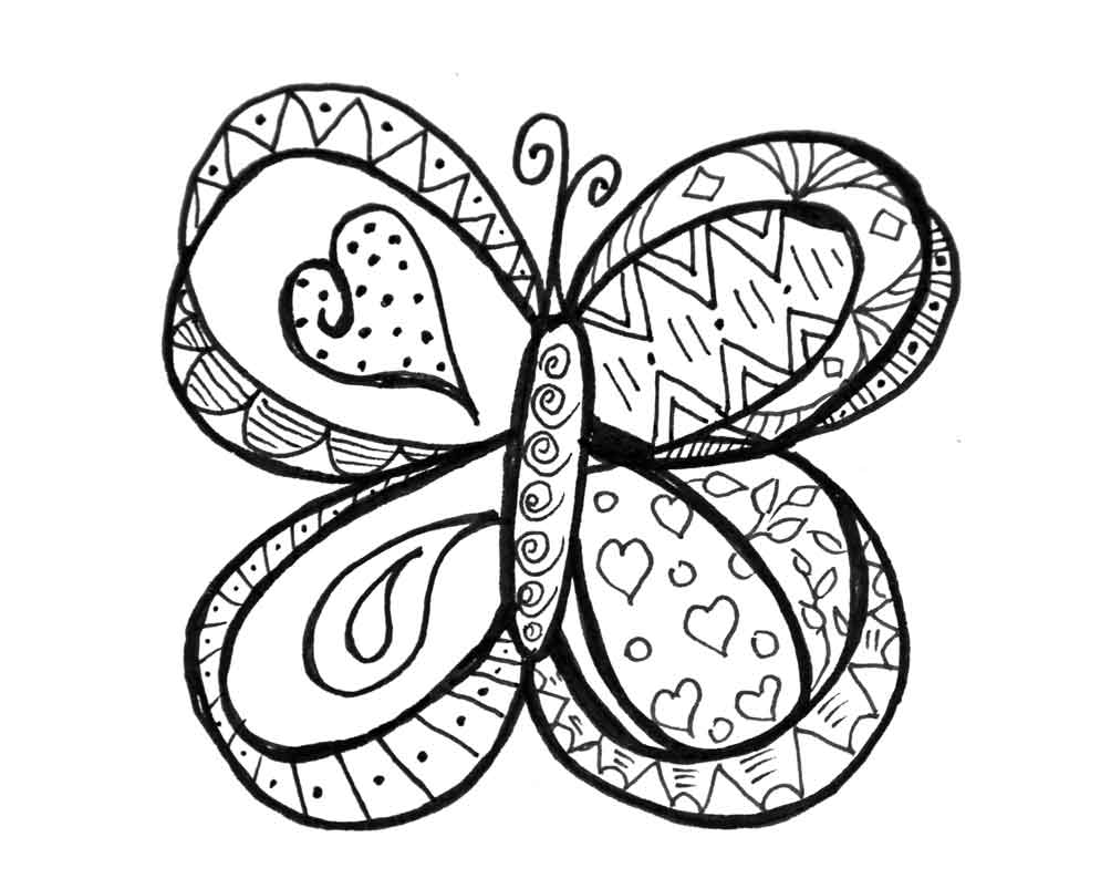 Butterfly doodle coloring page