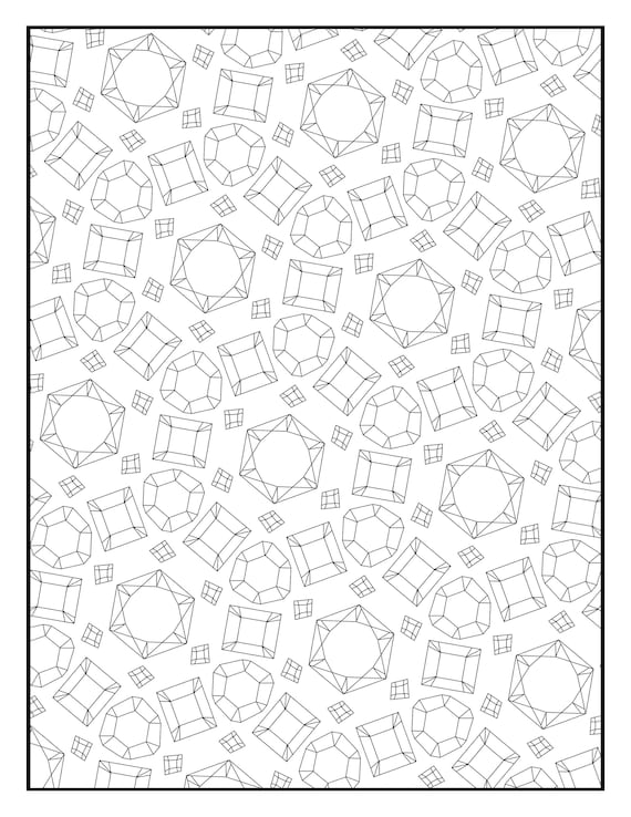 Coloring page jewel gemstone geometric pattern printable