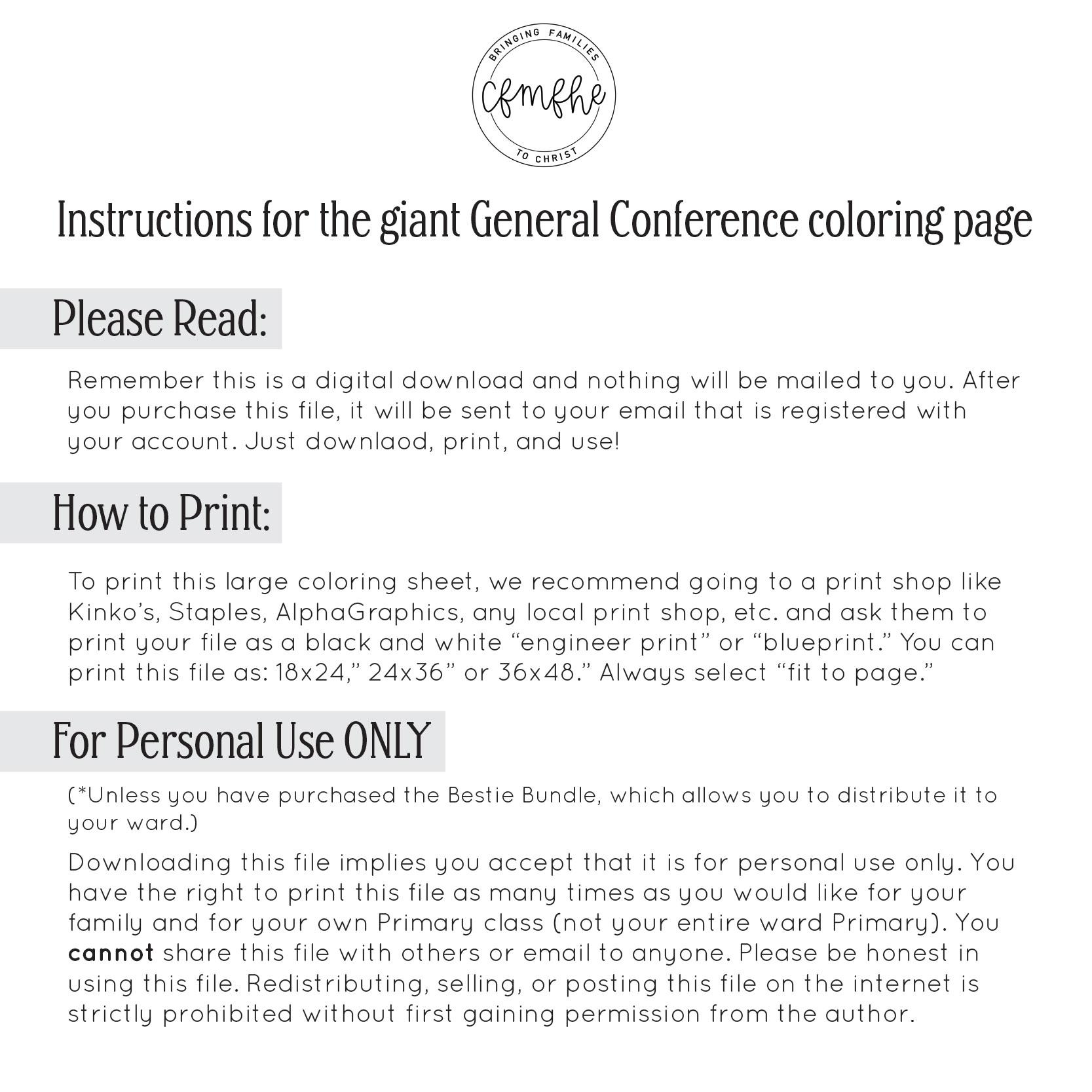 Large general conference coloring sheet