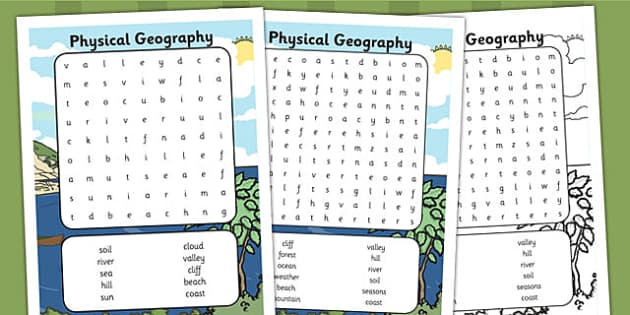 Physical geography word search
