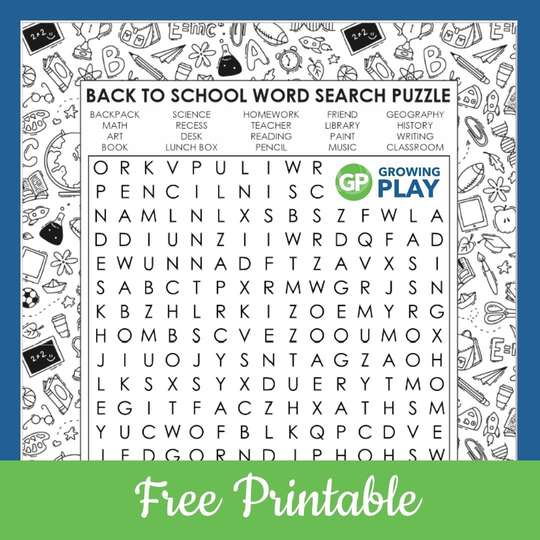 Back to school word search free printable pdf