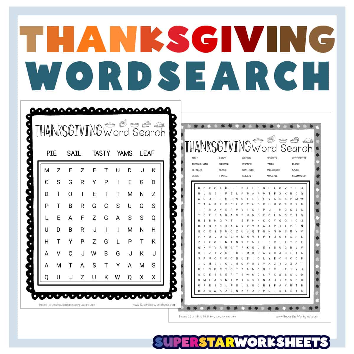 Thanksgiving word search