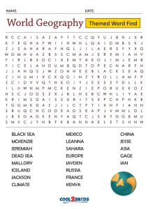 Printable geography word search