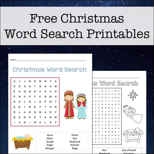 Christmas word search for kids free printables with two versions