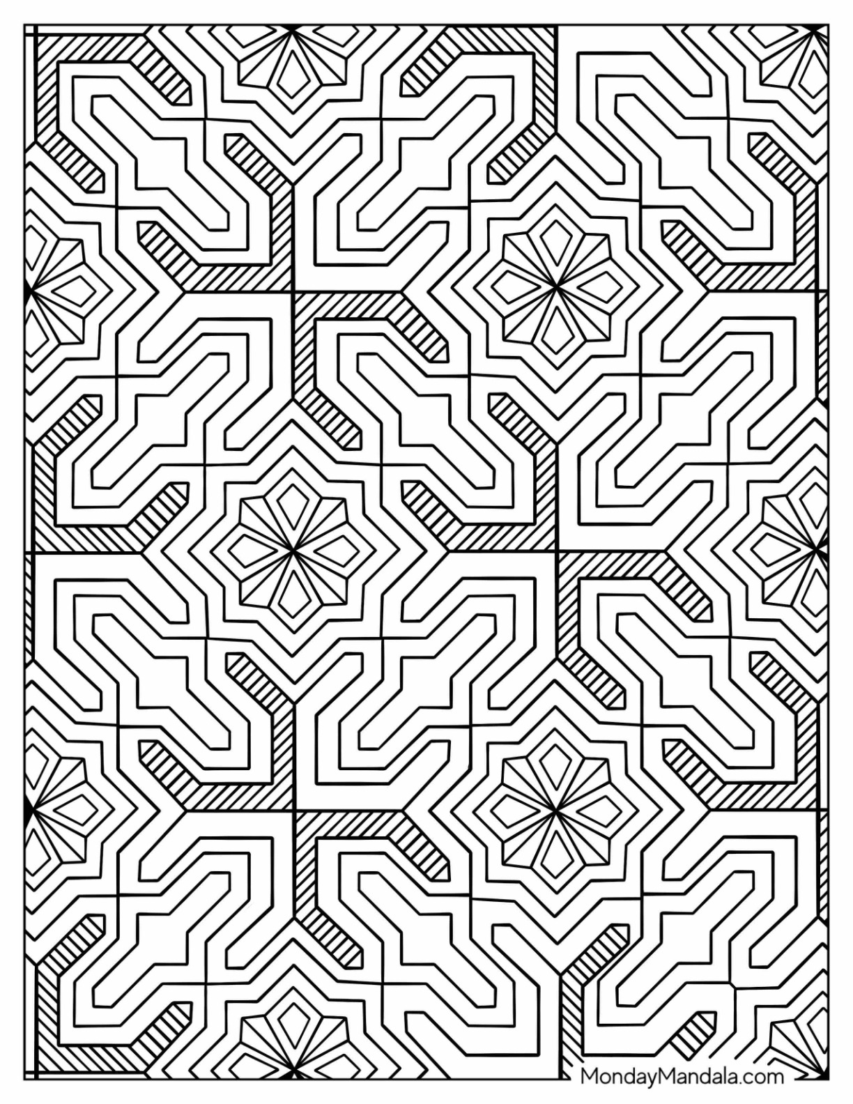 Geometric coloring pages free pdf printables